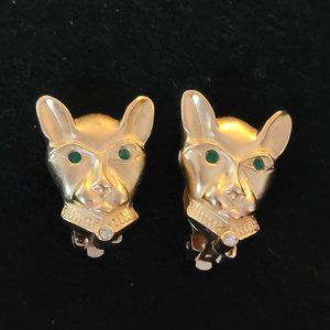 Jackie Collins VINTAGE Green-eyed Panther clip-on earrings